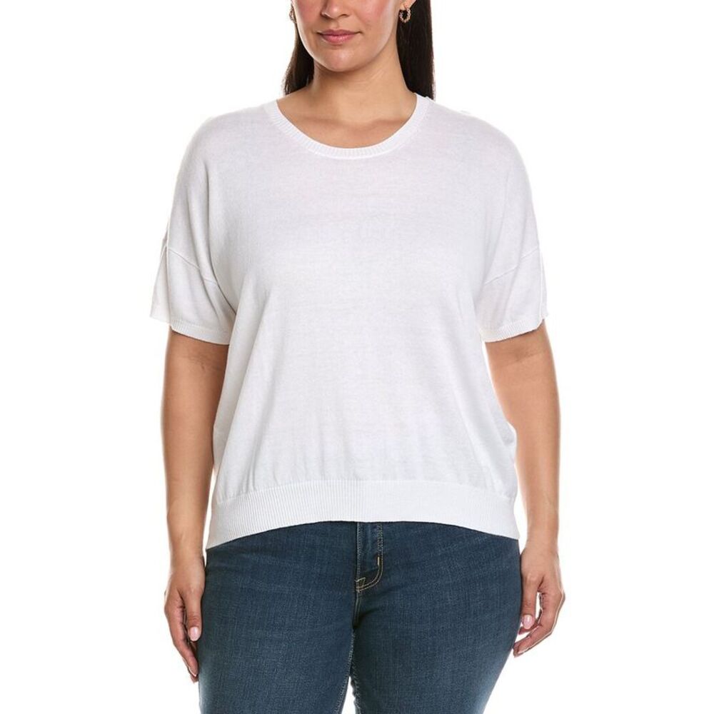 Eileen Fisher Womens  Plus Crewneck Sweater, White